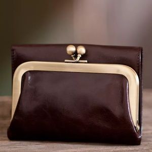 Hobo Robin Leather Tri-Fold Wallet, Dark Brown